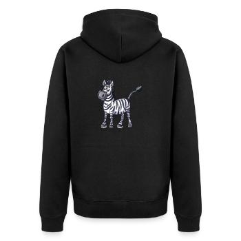 Funny zebra with a big grin - Unisex Premium Organic Zip Hoodie - black - Back - Nico (187cm)