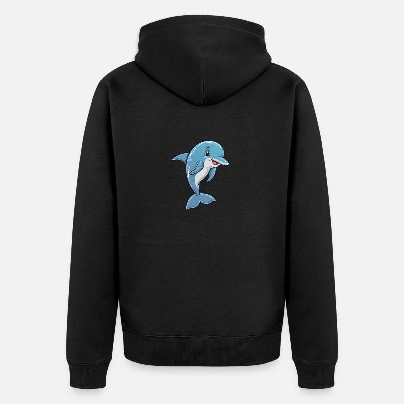 Joyeux ami sous-marin dauphin - Veste à capuche bio Premium Unisexe - noir