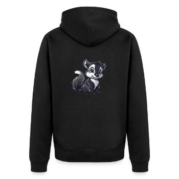 Niedlicher Skunk Mit Großen Augen - Unisex Premium Bio Zip Hoodie - Schwarz - Hinten - Nico (187cm)
