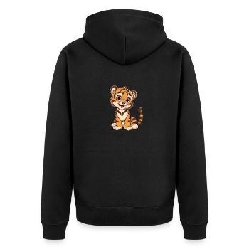 Playful tiger cub for animal lovers - Unisex Premium Organic Zip Hoodie - black - Back - Nico (187cm)