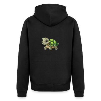 Entzückende Schildkröte Mit Großen Augen - Unisex Premium Bio Zip Hoodie - Schwarz - Hinten - Nico (187cm)