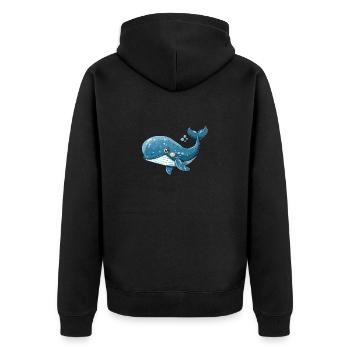 Friendly Blue Whale Underwater Fun - Unisex Premium Organic Zip Hoodie - black - Back - Nico (187cm)