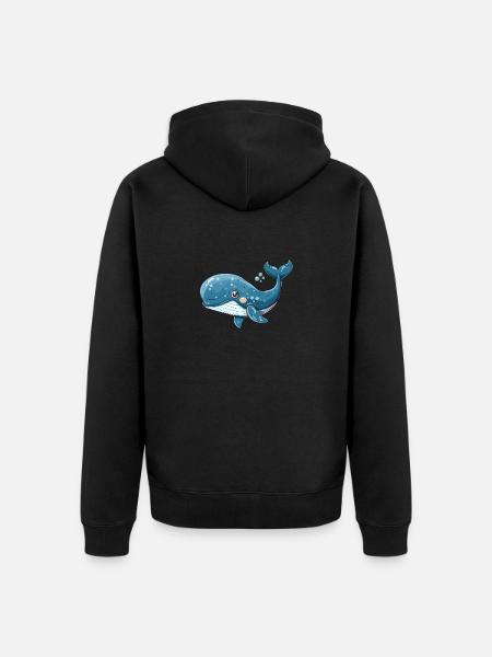 Friendly Blue Whale Underwater Fun - Unisex Premium Organic Zip Hoodie - black