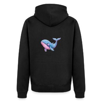 Buntes Wal Motiv Im Aquarellstil - Unisex Premium Bio Zip Hoodie - Schwarz - Hinten - Nico (187cm)