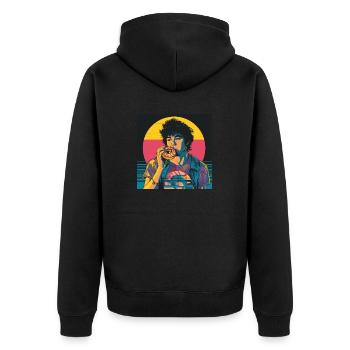 Années 80 Anime Guy Calmant Impression de mode de haute qualité - Veste à capuche bio Premium Unisexe - noir - Dos - Nico (187cm)