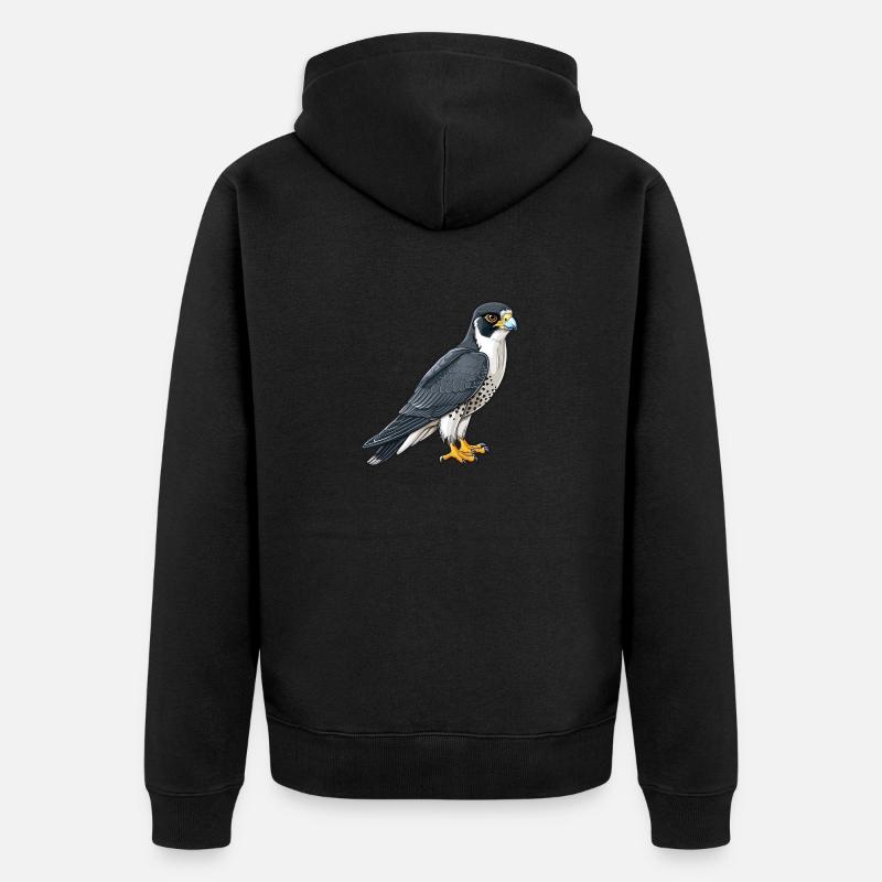 Stolzer Wanderfalke In Pose - Unisex Premium Bio Zip Hoodie - Schwarz