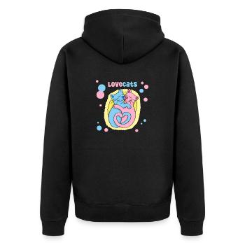 Love Cats - Unisex Premium Bio Zip Hoodie - Schwarz - Hinten - Nico (187cm)