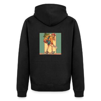 80s anime girl calming high quality fashion print - Unisex Premium Organic Zip Hoodie - black - Back - Nico (187cm)