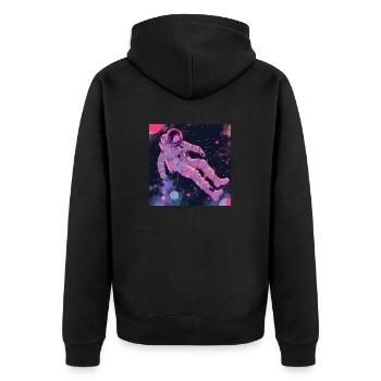 80er Jahre Anime Mädchen beruhigender hochwertiger Modedruck - Unisex Premium Bio Zip Hoodie - Schwarz - Hinten - Nico (187cm)