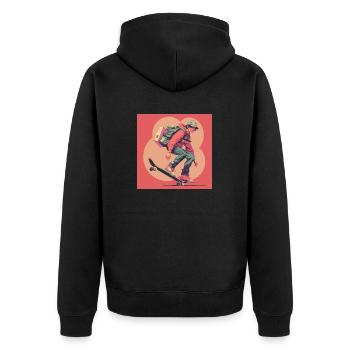 Années 80 Anime Guy Calmant Impression de mode de haute qualité - Veste à capuche bio Premium Unisexe - noir - Dos - Nico (187cm)