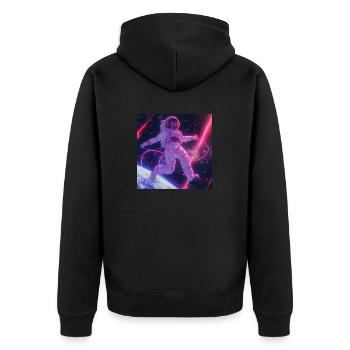 80er Jahre Anime Mädchen beruhigender hochwertiger Modedruck - Unisex Premium Bio Zip Hoodie - Schwarz - Hinten - Nico (187cm)