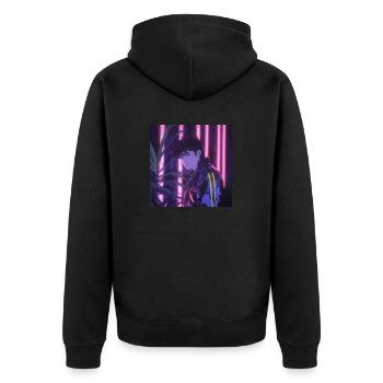 Années 80 Anime Guy Calmant Impression de mode de haute qualité - Veste à capuche bio Premium Unisexe - noir - Dos - Nico (187cm)
