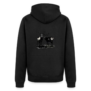 Red Deer: Kings of the Woods - Unisex Premium Organic Zip Hoodie - black - Back - Nico (187cm)