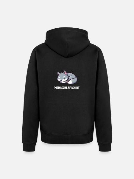 Cute Little Sleeping Wolf - Unisex Premium Organic Zip Hoodie - black