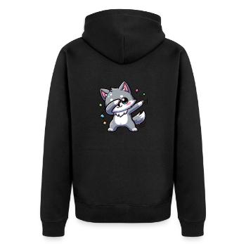 Cute little wolf - Unisex Premium Organic Zip Hoodie - black - Back - Nico (187cm)