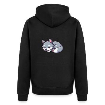 Süßer kleiner Kinder Wolf - Unisex Premium Bio Zip Hoodie - Schwarz - Hinten - Nico (187cm)