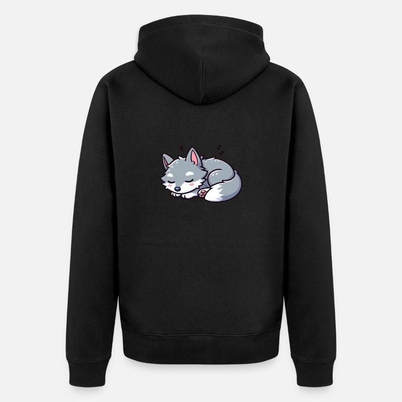 Mignon petit loup - Veste à capuche bio Premium Unisexe - noir