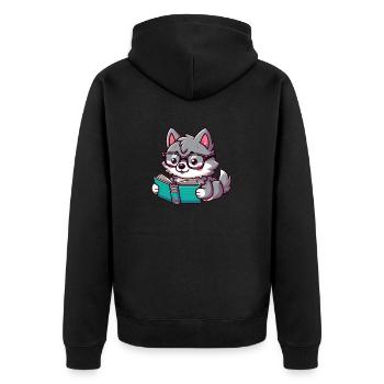 Le loup de la lecture douce - Veste à capuche bio Premium Unisexe - noir - Dos - Nico (187cm)