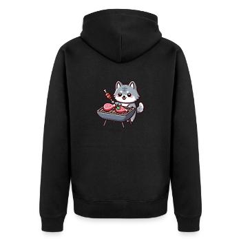 Le loup au grill - Veste à capuche bio Premium Unisexe - noir - Dos - Nico (187cm)