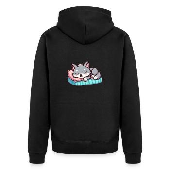 Süßer kleiner schlafender Wolf - Unisex Premium Bio Zip Hoodie - Schwarz - Hinten - Nico (187cm)