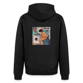 Années 80 Anime Guy Calmant Impression de mode de haute qualité - Veste à capuche bio Premium Unisexe - noir - Dos - Nico (187cm)