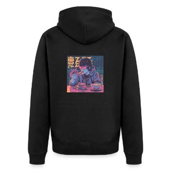 Années 80 Anime Guy Calmant Impression de mode de haute qualité - Veste à capuche bio Premium Unisexe - noir - Dos - Nico (187cm)