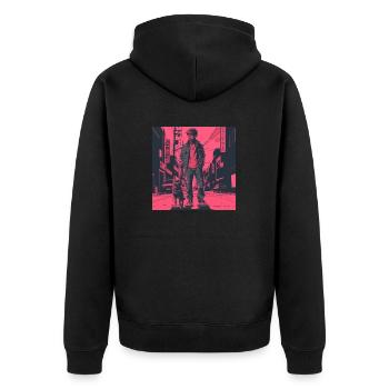 Années 80 Anime Guy Calmant Impression de mode de haute qualité - Veste à capuche bio Premium Unisexe - noir - Dos - Nico (187cm)