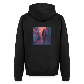 Années 80 Anime Guy Calmant Impression de mode de haute qualité - Veste à capuche bio Premium Unisexe - noir - Dos - Nico (187cm)
