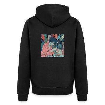 Années 80 Anime Guy Calmant Impression de mode de haute qualité - Veste à capuche bio Premium Unisexe - noir - Dos - Nico (187cm)