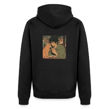 Années 80 Anime Guy Calmant Impression de mode de haute qualité - Veste à capuche bio Premium Unisexe - noir - Dos - Nico (187cm)