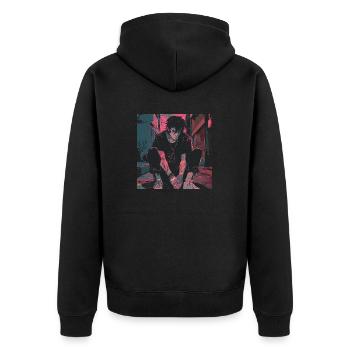 Années 80 Anime Guy Calmant Impression de mode de haute qualité - Veste à capuche bio Premium Unisexe - noir - Dos - Nico (187cm)