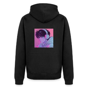 Années 80 Anime Guy Calmant Impression de mode de haute qualité - Veste à capuche bio Premium Unisexe - noir - Dos - Nico (187cm)