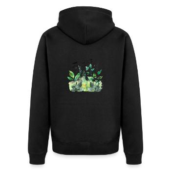 plants and music - high quality fashion print - Unisex Premium Organic Zip Hoodie - black - Back - Nico (187cm)