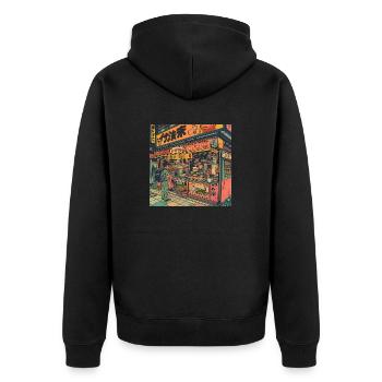 80s anime teen calming high quality fashion print - Unisex Premium Organic Zip Hoodie - black - Back - Nico (187cm)