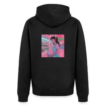 Anime des années 80 Anime Teen Calmant Impression de mode de haute qualité - Veste à capuche bio Premium Unisexe - noir - Dos - Nico (187cm)