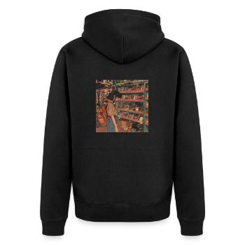80er Jahre Anime Teen Beruhigender Hochwertiger Modedruck - Unisex Premium Bio Zip Hoodie - Schwarz - Hinten - Nico (187cm)