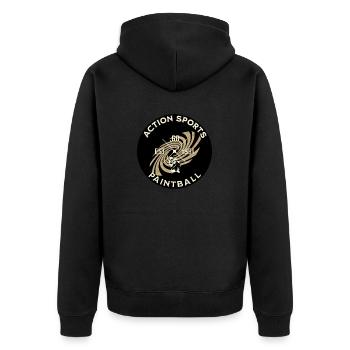 Actopn Sport Paintball - Unisex Premium Bio Zip Hoodie - Schwarz - Hinten - Nico (187cm)