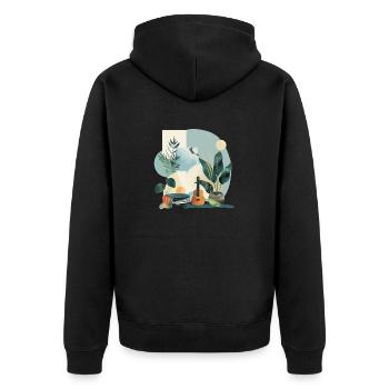 plants and music - high quality fashion print - Unisex Premium Organic Zip Hoodie - black - Back - Nico (187cm)