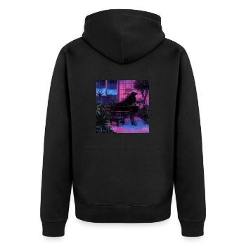 Pflanzen und Musik - hochwertiger Modedruck - Unisex Premium Bio Zip Hoodie - Schwarz - Hinten - Nico (187cm)