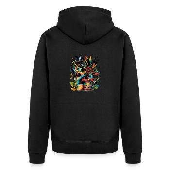 Plantes et musique - Impression de mode de haute qualité - Veste à capuche bio Premium Unisexe - noir - Dos - Nico (187cm)