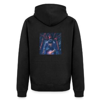 80s anime teen calming high quality fashion print - Unisex Premium Organic Zip Hoodie - black - Back - Nico (187cm)