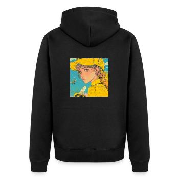 80s anime teen calming high quality fashion print - Unisex Premium Organic Zip Hoodie - black - Back - Nico (187cm)