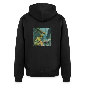80s anime teen calming high quality fashion print - Unisex Premium Organic Zip Hoodie - black - Back - Nico (187cm)