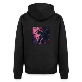 80er Jahre Anime Teen Beruhigender Hochwertiger Modedruck - Unisex Premium Bio Zip Hoodie - Schwarz - Hinten - Nico (187cm)
