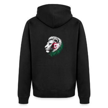 Algeria Lion Flag Algeria الجزائر Gift - Unisex Premium Organic Zip Hoodie - black - Back - Nico (187cm)