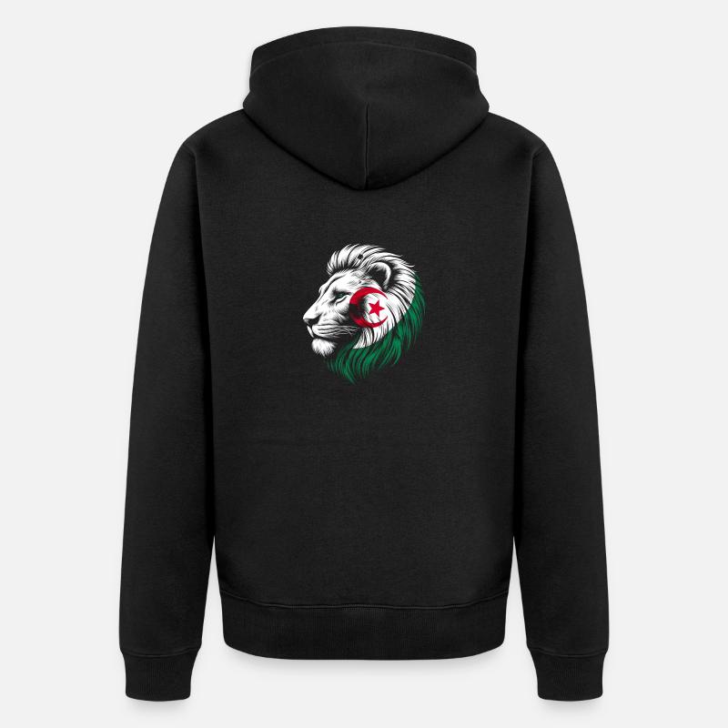 Algérie drapeau lion Algérie الجزائر cadeau - Veste à capuche bio Premium Unisexe - noir