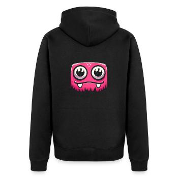 kläffendes Gesicht Monster - Unisex Premium Bio Zip Hoodie - Schwarz - Hinten - Nico (187cm)