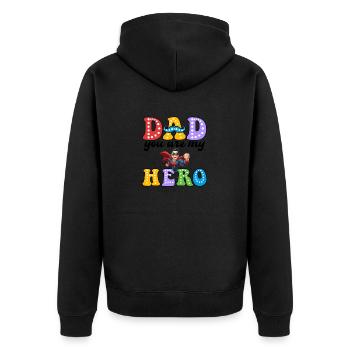DAD YOU ARE MY HERO - Unisex Premium Organic Zip Hoodie - black - Back - Nico (187cm)