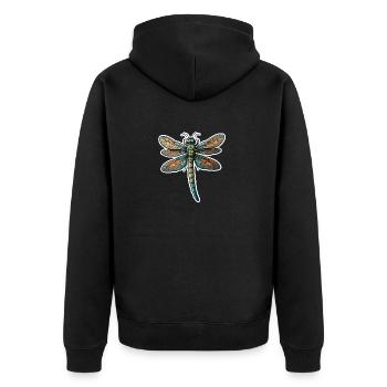 Colorful Dragonfly - Unisex Premium Organic Zip Hoodie - black - Back - Nico (187cm)
