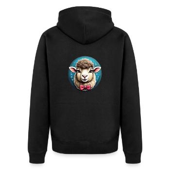 Bande dessinée de mouton drôle - Veste à capuche bio Premium Unisexe - noir - Dos - Nico (187cm)